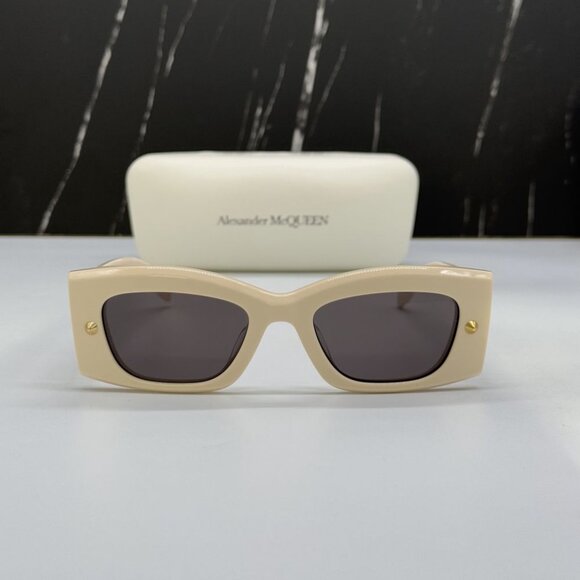 NEW AM0426S 005 ALEXANDER MCQUEEN IVORY WOMAN SUNGLASSES - Picture 4 of 12